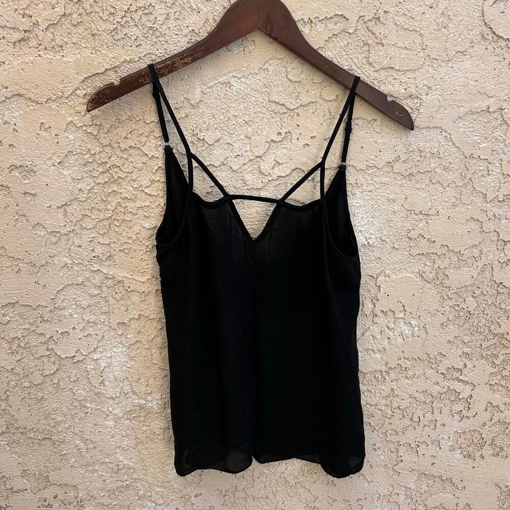 Black Silk Strappy Cami Tank Top Size S